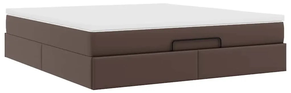 Estrutura de cama otomana com colchão 180x200 cm castanha