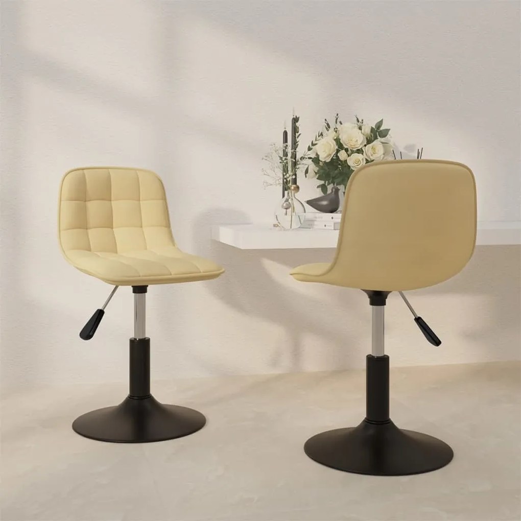 vidaXL Cadeiras de jantar giratórias 2 pcs veludo cor creme