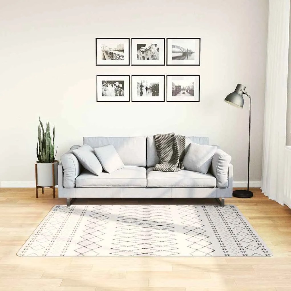 vidaXL Tapete lavável antiderrapante 120x170 cm preto e branco