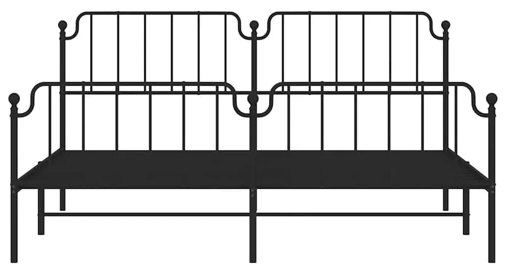 Estrutura de cama com cabeceira e pés 193x203 cm metal preto