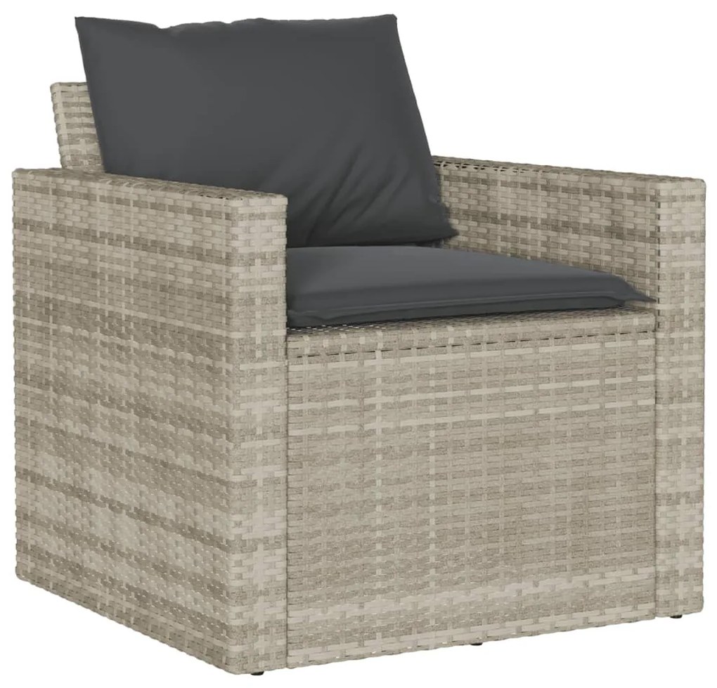 4 pcs conj. sofás jardim c/ almofadões vime PE cinzento-claro