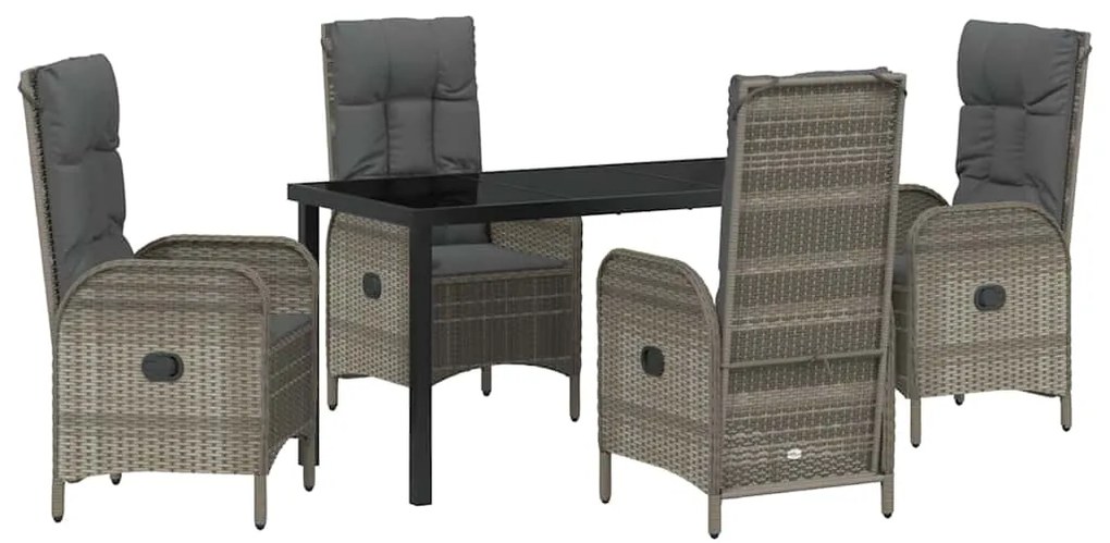 Conjunto de jantar para o jardim com 5 peças em rattan poligrey