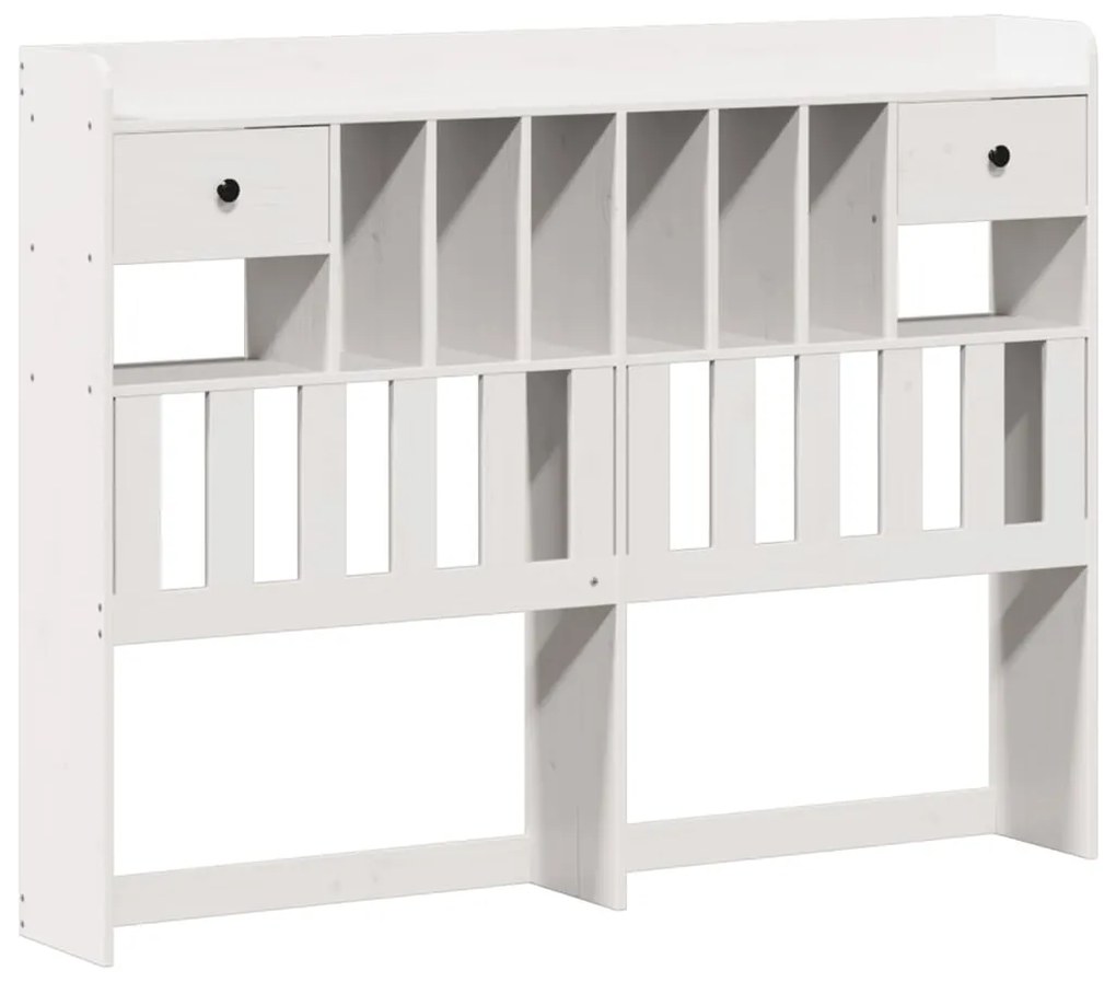 Cama com estante sem colchão 140x190 cm pinho maciço branco