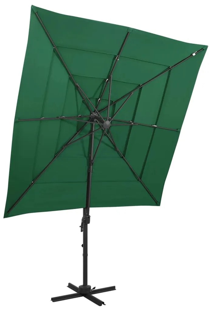 vidaXL Guarda-sol de jardim com poste de alumínio 250x250 cm verde
