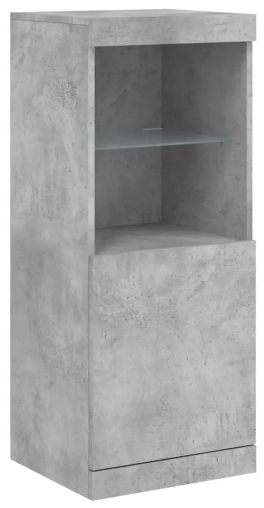 Aparador com luzes LED 41x37x100 cm cinzento cimento