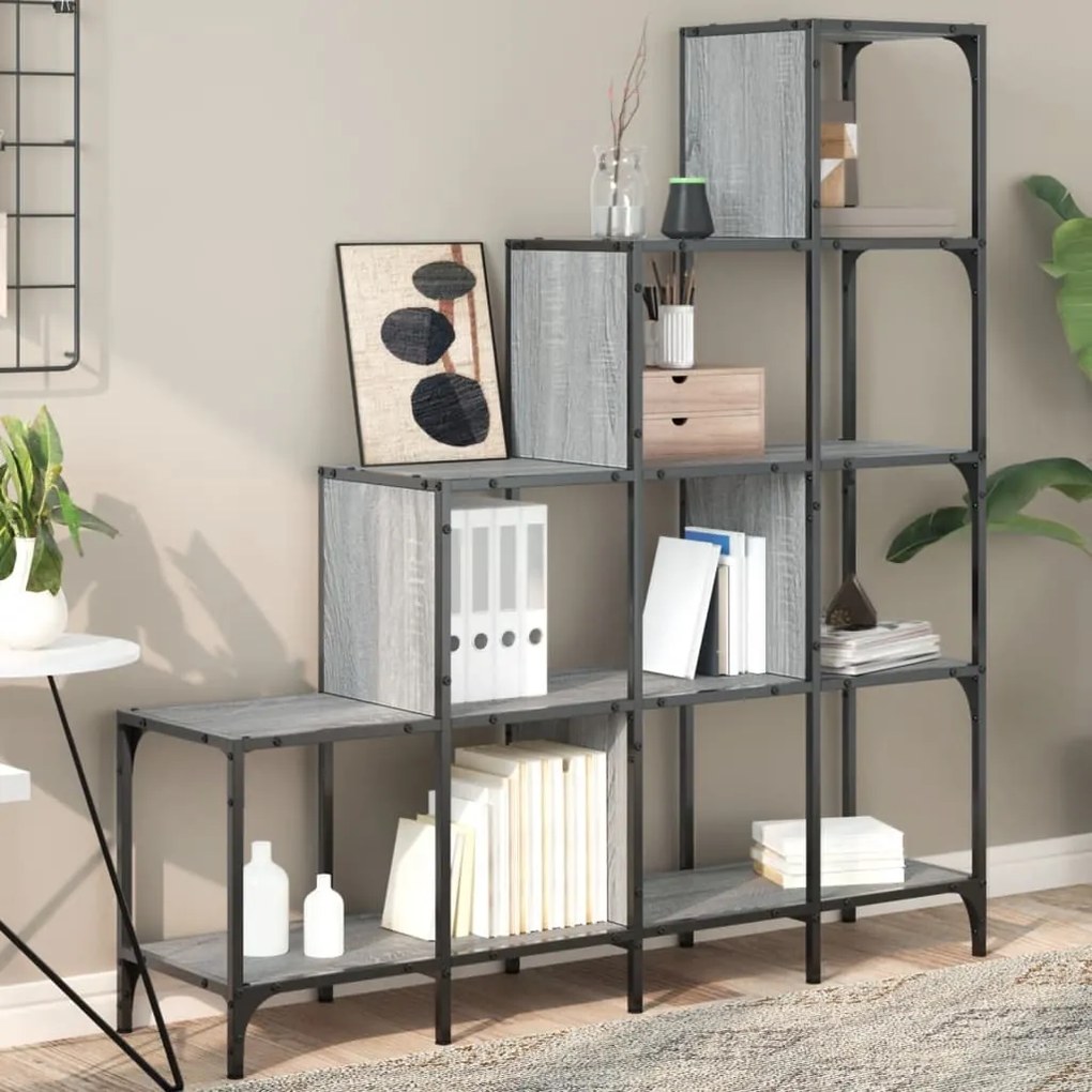 vidaXL Estante 122x30x132 cm derivados de madeira e metal cinza sonoma