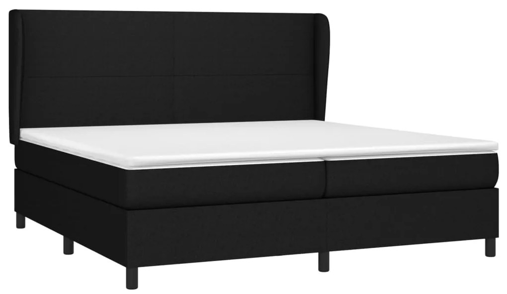 Cama com molas/colchão 200x200 cm tecido preto