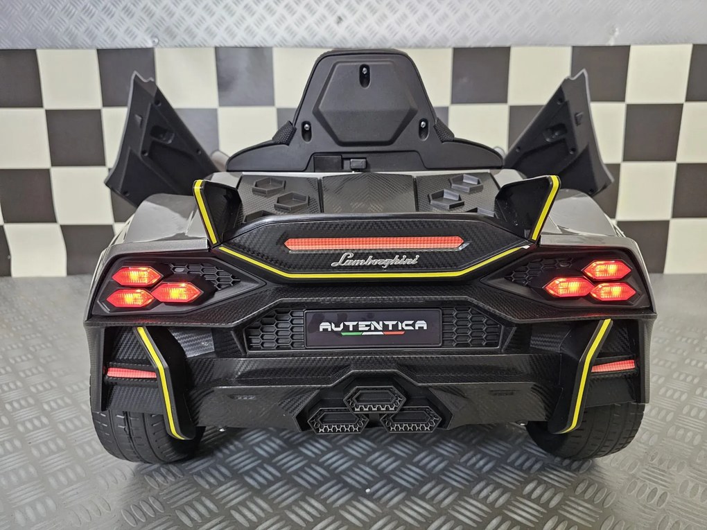 Carro elétrico para crianças LAMBORGHINI AUTÉNTICA 12V, Pneus Borracha, Assento pele, Luzes CINZA METÁLICO