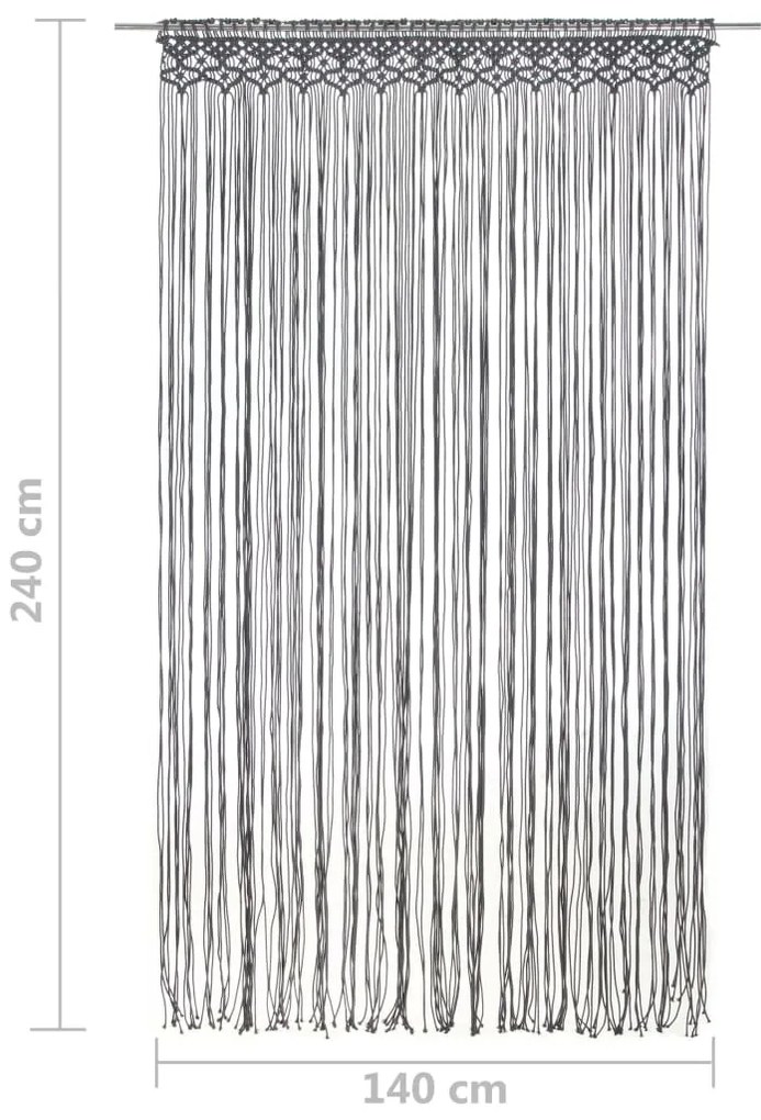 Cortina em macramé 140x240 cm algodão antracite