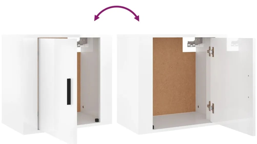 Mesa de cabeceira de parede 50x30x47 cm branco brilhante
