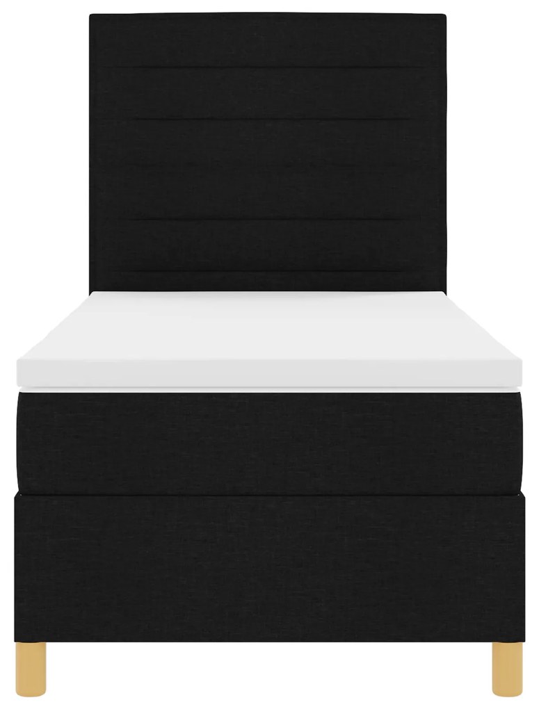 Cama Box Spring com Colchão Preta 80x200 cm Tecido