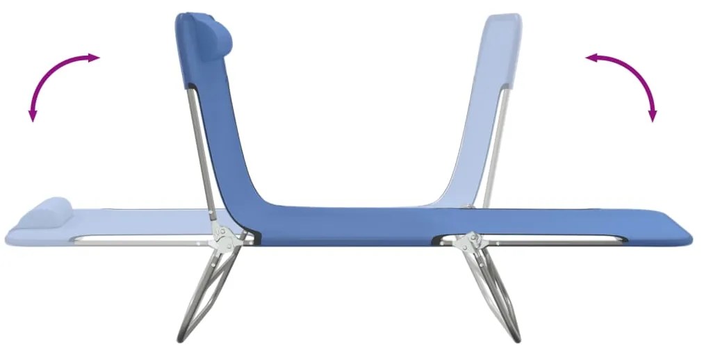 Espreguiçadeiras dobráveis 2 pcs textilene e aço azul