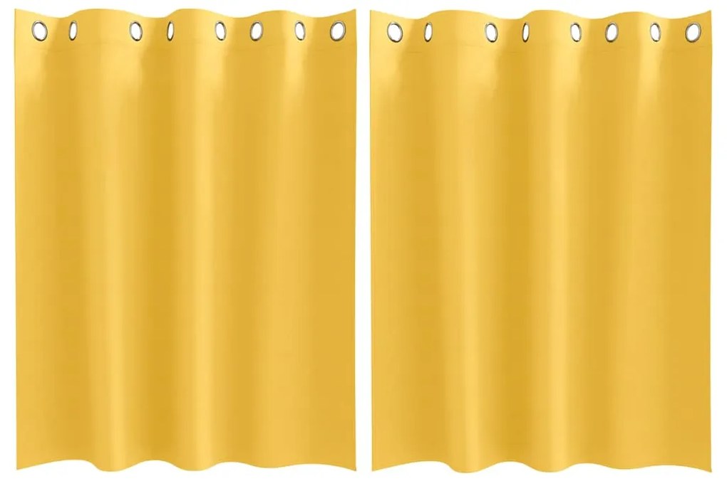 Cortinas 2 pcs amarelo mostarda 140 x 140 cm Poliéster