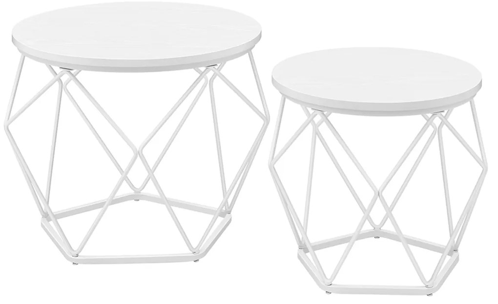 Conjunto de mesas de apoio redondas com tampo removível, estilo moderno | VASAGLE | 48,2 x 48,2 x 39,2 cm | LET040W46.