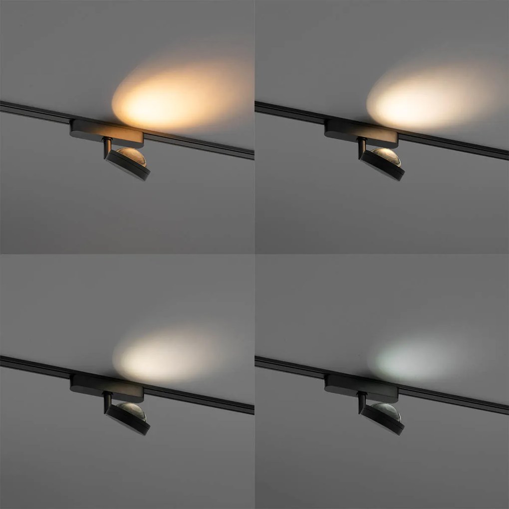 Foco Moderno Preto para Sistema de Trilho Monofásico com LED Rotativo e Inclinável - Magnetic Lance