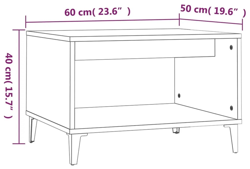 Mesa centro 60x50x40 cm derivados de madeira carvalho castanho