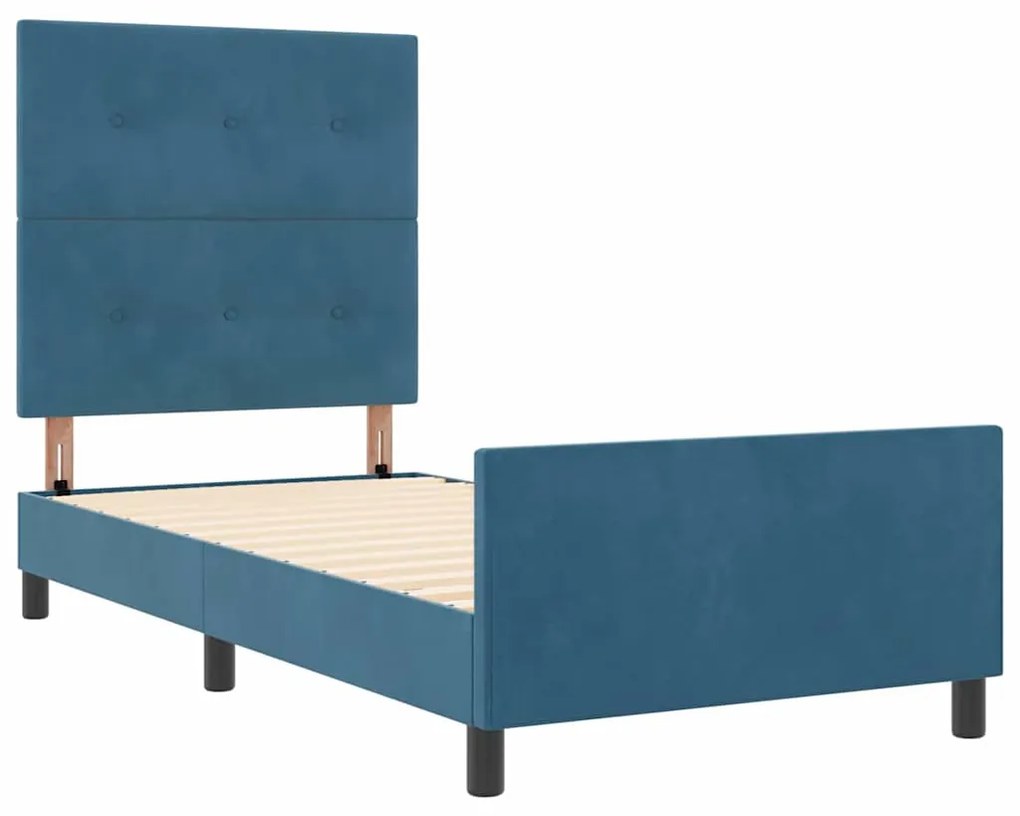Cama vidaXL Azul-marinho 80x200 cm Veludo