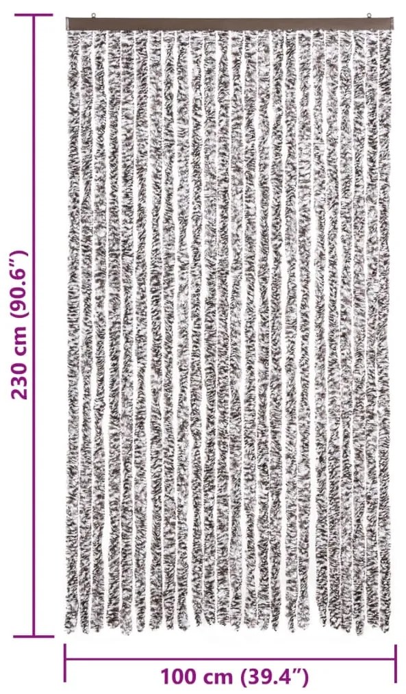 Cortina anti-insetos 100x230 cm chenille castanho e bege