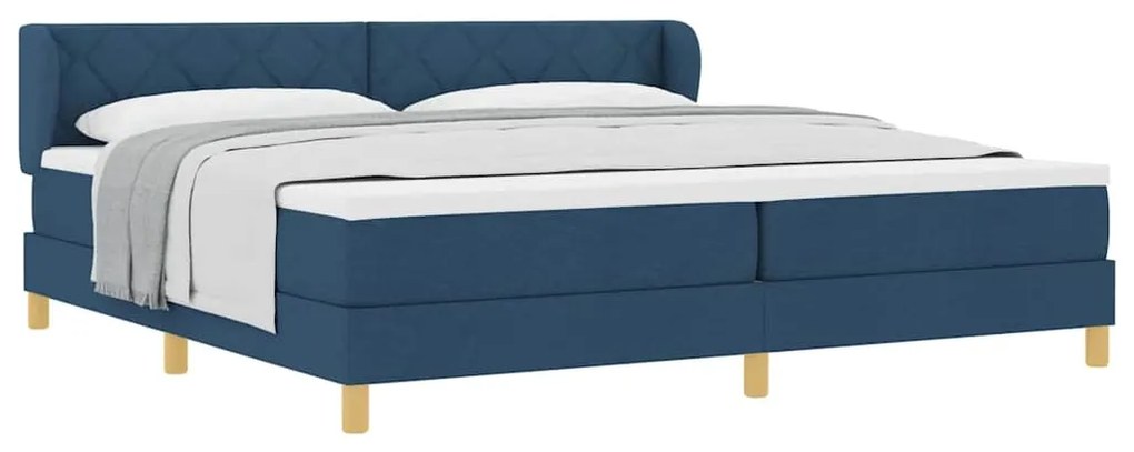 Cama Box Spring vidaXL com Colchão Azul 200x200 cm em Tecido