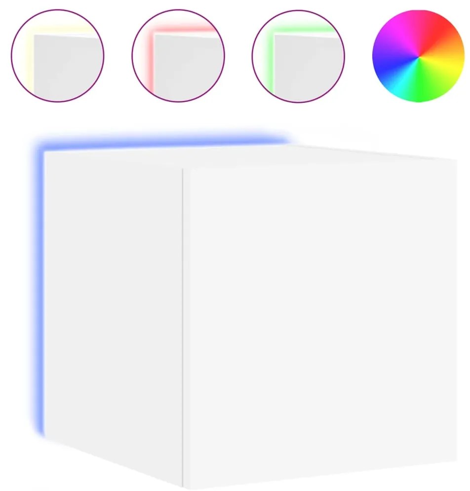 Móveis de parede p/ TV com luzes LED 2 pcs 30,5x35x30 cm branco