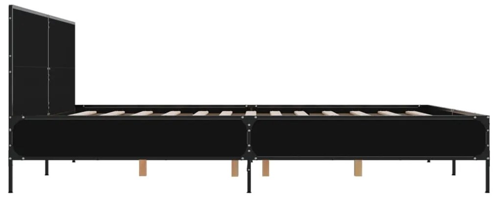 Estrutura de cama 200x200 cm derivados de madeira/metal preto