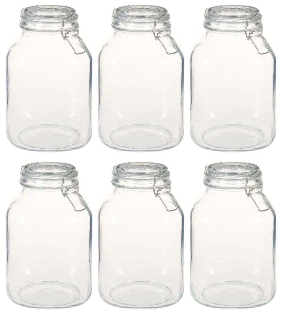 50820 vidaXL Frascos de vidro com fechos 6 pcs 3 L