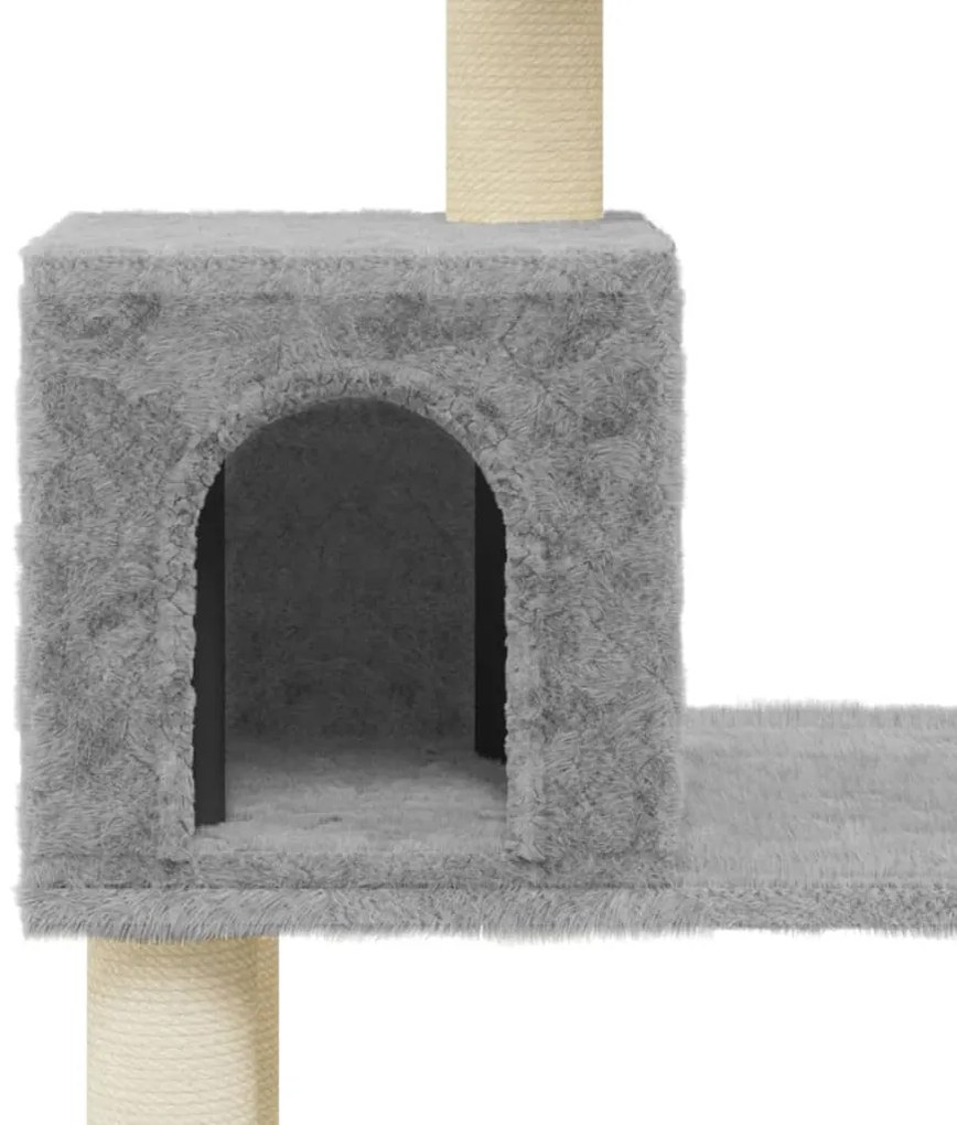 Árvore p/ gatos c/ postes arranhadores sisal 147cm cinza-claro