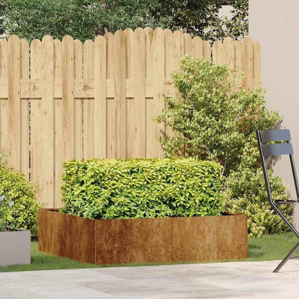 Floreira enferrujada 100x100x30 cm aço resistente