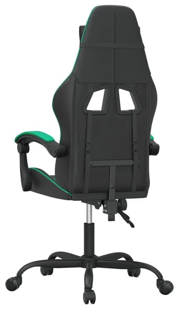 Cadeira gaming giratória couro artificial preto e verde