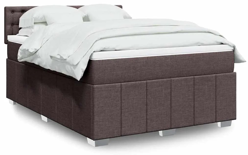 vidaXL Cama com molas/colchão 140x190 cm tecido castanho-escuro