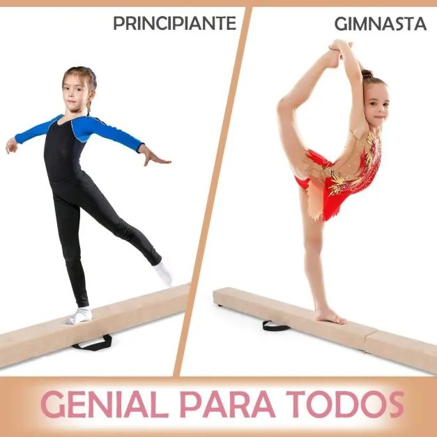 Barra de equilíbrio portátil para ginástica dobrável 210 x 10 x 6,5 cm Café