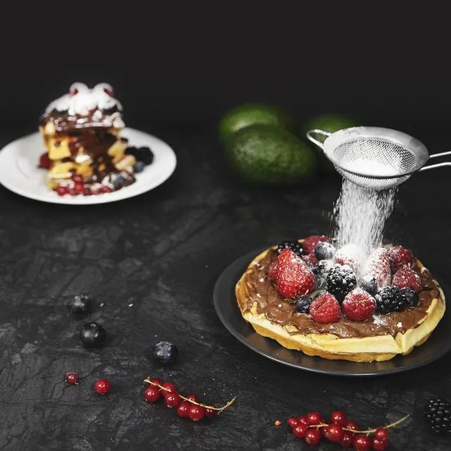Máquina de waffles de 1000 W Fun Gofrestone Sphere, revestimento antiaderente RockStone, design circular, rotação de 180° para uma utilização ótima, i
