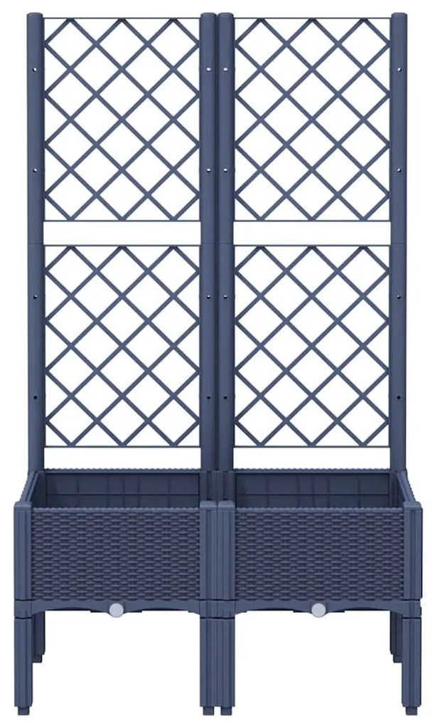 Vaso/floreira de jardim c/ treliça 80x40x142 cm PP cinzento azul