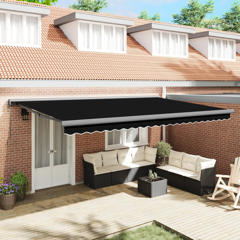 vidaXL Toldo Retrátil Automático Preto 500x300 cm