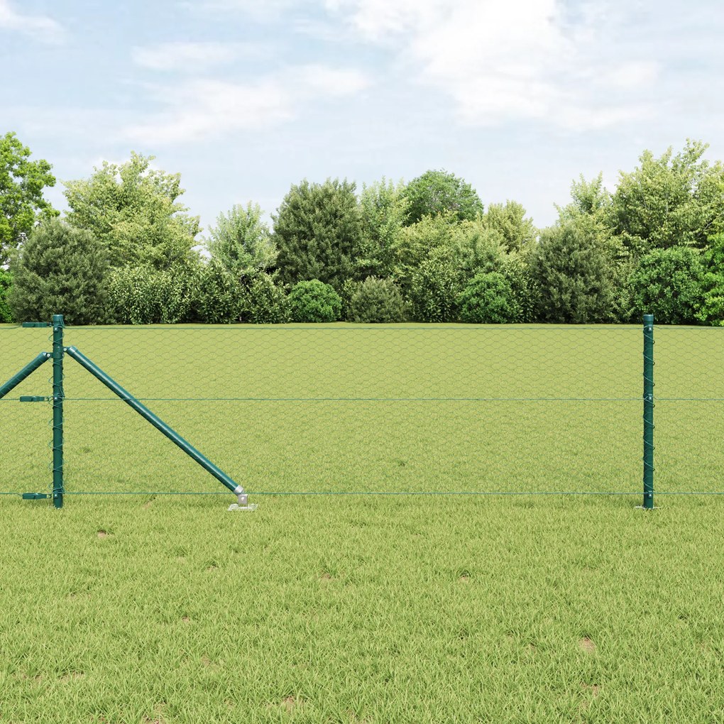 Cerca Hexagonal vidaXL Verde 0,6x100 m Aço