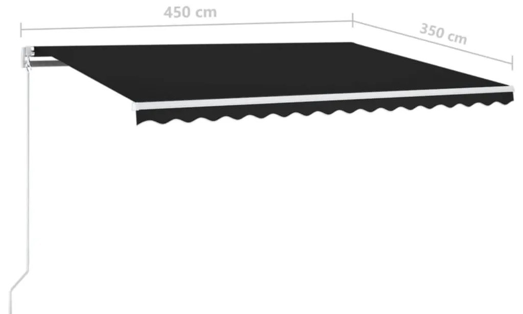 Toldo retrátil manual com LED 450x350 cm antracite