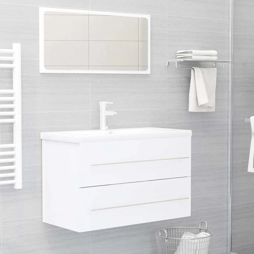 vidaXL 2 pcs conjunto de móveis de casa de banho contraplacado branco