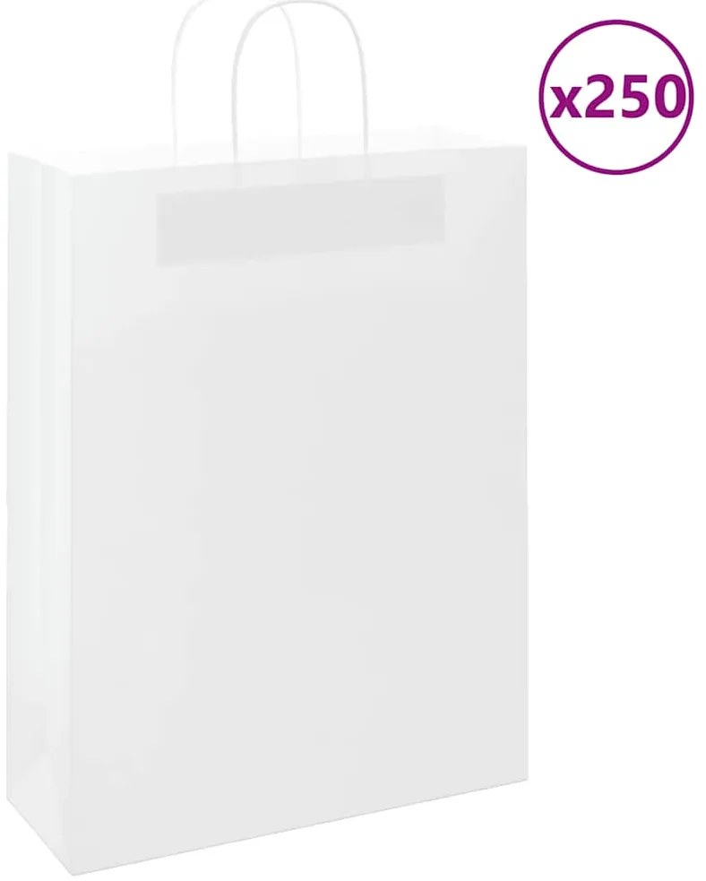 vidaXL Sacos de papel 250 unid com alças branco 32x12x42 cm