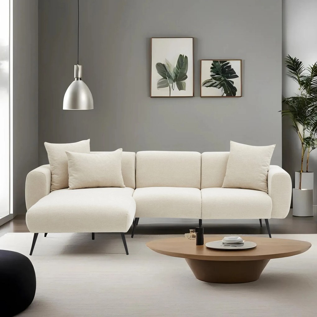 Sofá de Canto Side – Creme – 252x77x82 cm