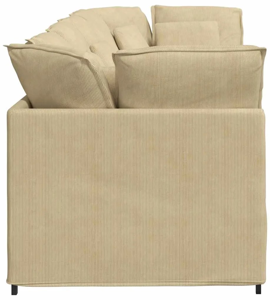 Sofá modular com almofadas tecido corduroy verde cinzento