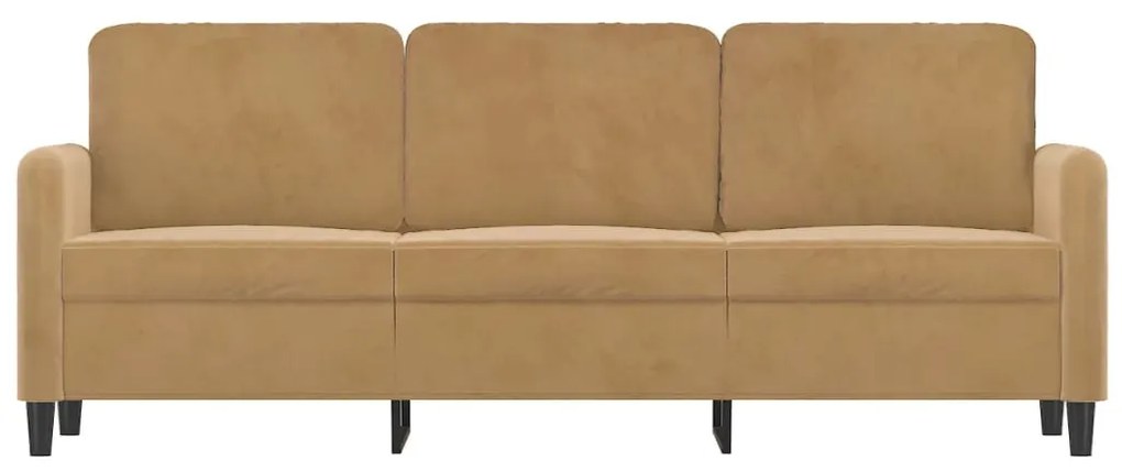 Sofá de 3 lugares 180 cm veludo castanho