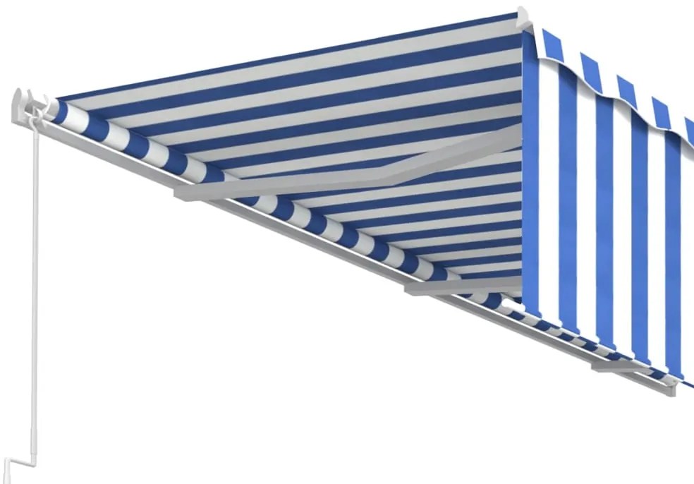 Toldo retrátil manual com estore 6x3 m azul e branco