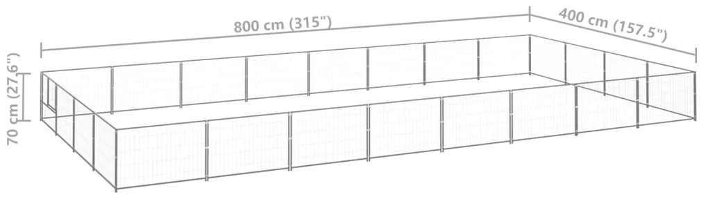 Canil para cães 32 m² aço prateado