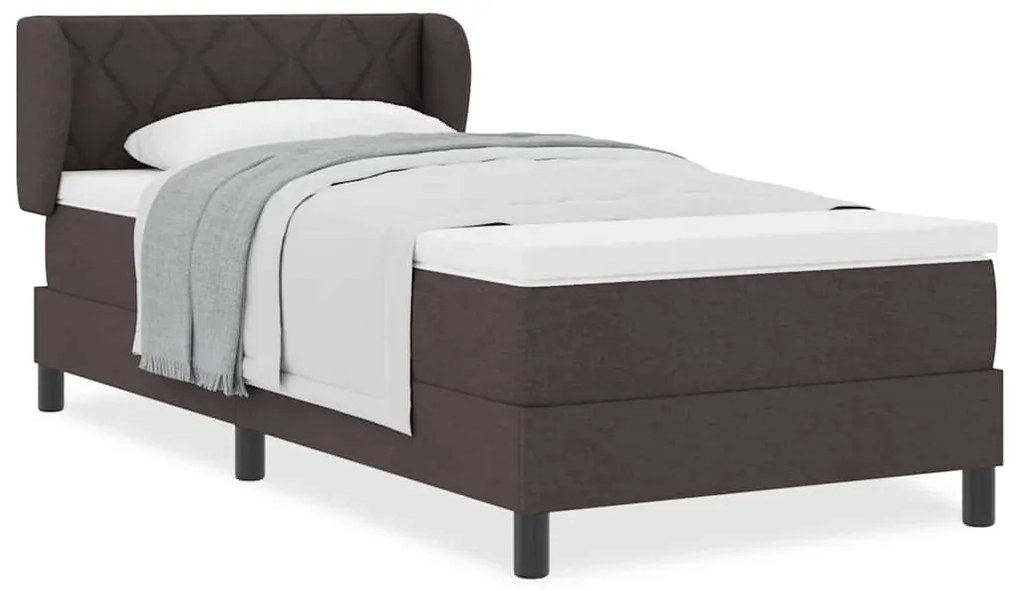 Cama Box Spring vidaXL com Colchão Marrom Escuro 100x200 cm Tecido