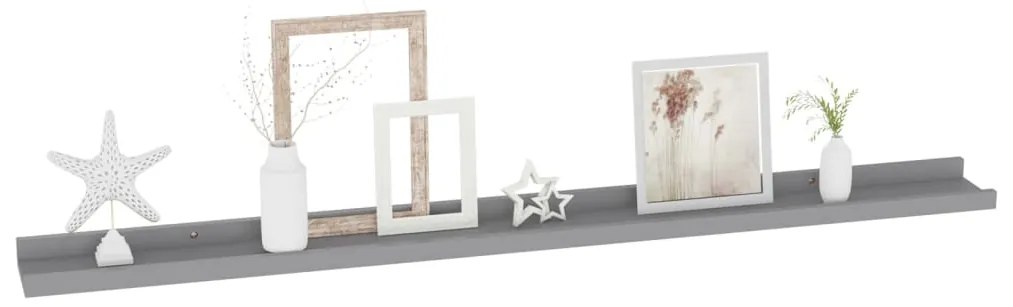 Prateleiras de parede 2 pcs 100x9x3 cm cinzento