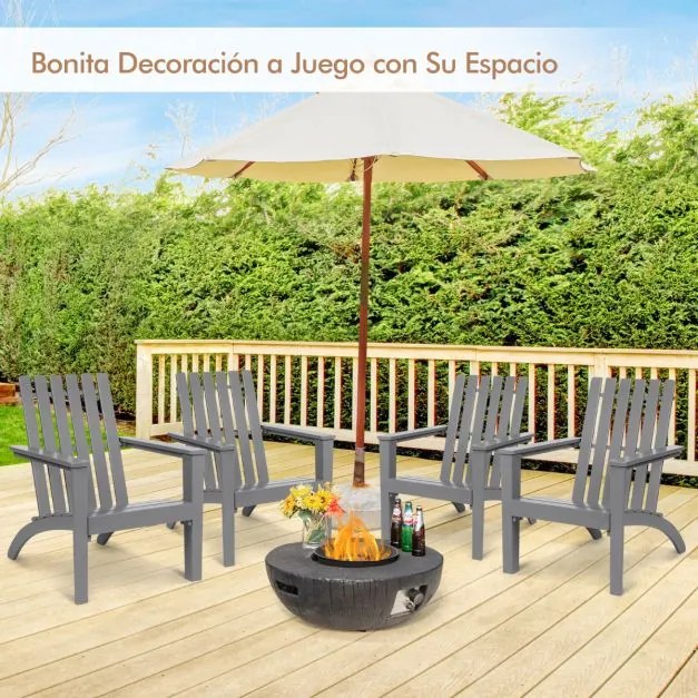 Cadeira de jardim ergonómica de madeira de acácia Adirondack com braços 69 x 73 x 85 cm Cinzenta