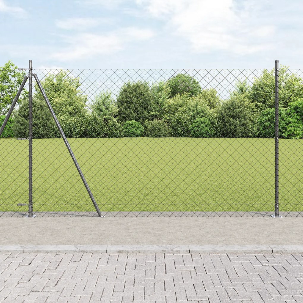 vidaXL Cerca de Arame com 7 Postes Flangeados 1.4x10 m Aço Galvanizado