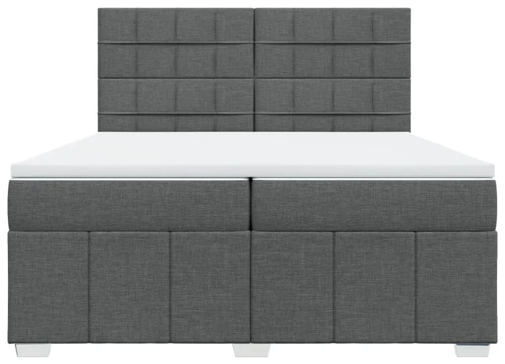 Cama com molas/colchão 200x200 cm tecido cinzento-escuro