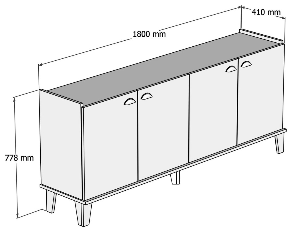 Console Sumer – Carvalho Mármore – 180x77,8x41 cm