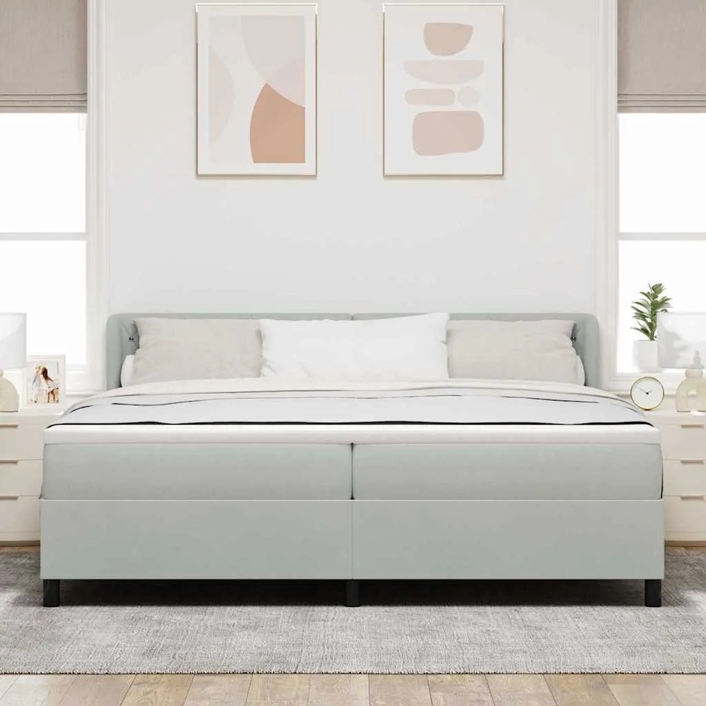 vidaXL Cama Box com colchão Cinzento-claro 200 x 200 cm Veludo